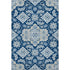 5' X 8' Navy Blue And Ivory Floral Medallion Washable Area Rug With UV Protection
