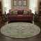 8' Sage And Copper Floral Medallion Washable Round Rug With UV Protection