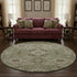 8' Sage And Copper Floral Medallion Washable Round Rug With UV Protection