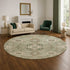 8' Sage And Copper Floral Medallion Washable Round Rug With UV Protection