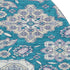 8' Teal And Ivory Floral Medallion Washable Round Rug With UV Protection