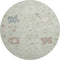 8' Artichoke Green Brown And Blue Floral Washable Round Rug With UV Protection