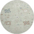 8' Artichoke Green Brown And Blue Floral Washable Round Rug With UV Protection