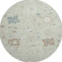 8' Artichoke Green Brown And Blue Floral Washable Round Rug With UV Protection