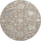 8' Taupe Ivory And Gray Floral Washable Round Rug With UV Protection