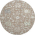 8' Taupe Ivory And Gray Floral Washable Round Rug With UV Protection