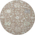 8' Taupe Ivory And Gray Floral Washable Round Rug With UV Protection