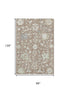 8' X 10' Taupe Ivory And Gray Floral Washable Area Rug With UV Protection