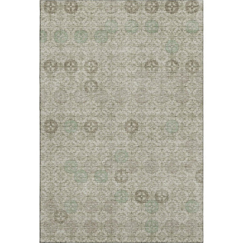 5' X 8' Beige And Taupe Geometric Washable Area Rug With UV Protection