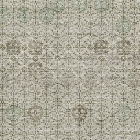 5' X 8' Beige And Taupe Geometric Washable Area Rug With UV Protection