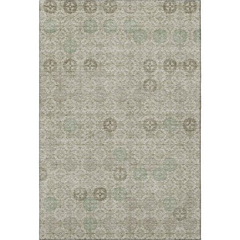 5' X 8' Beige And Taupe Geometric Washable Area Rug With UV Protection