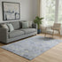 5' X 8' Blue And Ivory Geometric Washable Area Rug With UV Protection
