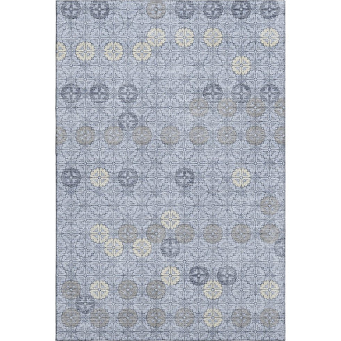 8' X 10' Blue And Ivory Geometric Washable Area Rug With UV Protection