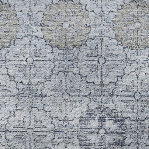 8' X 10' Blue And Ivory Geometric Washable Area Rug With UV Protection