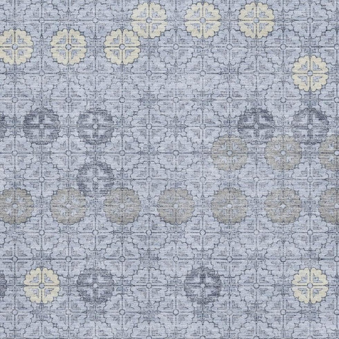 8' X 10' Blue And Ivory Geometric Washable Area Rug With UV Protection