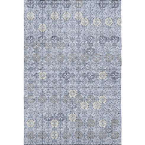 8' X 10' Blue And Ivory Geometric Washable Area Rug With UV Protection