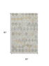 5' X 8' Ivory Gold And Gray Geometric Washable Area Rug With UV Protection