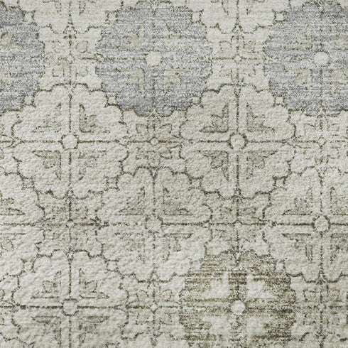 5' X 8' Ivory Gold And Gray Geometric Washable Area Rug With UV Protection