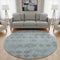 8' Teal And Gray Geometric Washable Round Rug With UV Protection