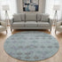 8' Teal And Gray Geometric Washable Round Rug With UV Protection