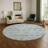 8' Teal And Gray Geometric Washable Round Rug With UV Protection