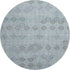 8' Teal And Gray Geometric Washable Round Rug With UV Protection