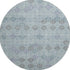 8' Teal And Gray Geometric Washable Round Rug With UV Protection