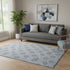 5' X 8' Blue Gray And Ivory Damask Washable Area Rug With UV Protection