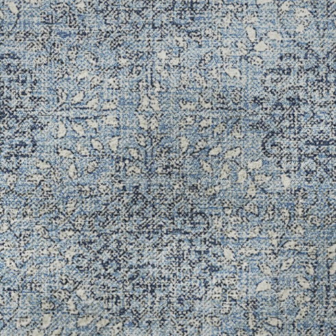 5' X 8' Blue Gray And Ivory Damask Washable Area Rug With UV Protection
