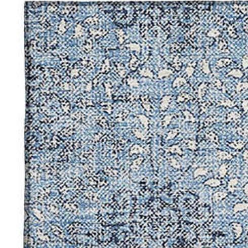 5' X 8' Blue Gray And Ivory Damask Washable Area Rug With UV Protection