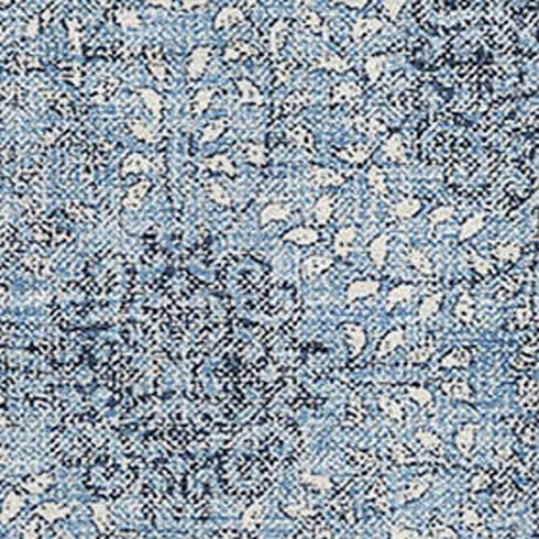 8' X 10' Blue Gray And Ivory Damask Washable Area Rug With UV Protection