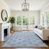 9' X 12' Blue Gray And Ivory Damask Washable Area Rug With UV Protection