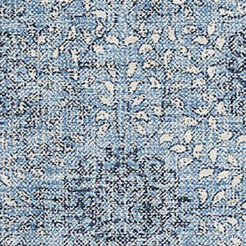9' X 12' Blue Gray And Ivory Damask Washable Area Rug With UV Protection