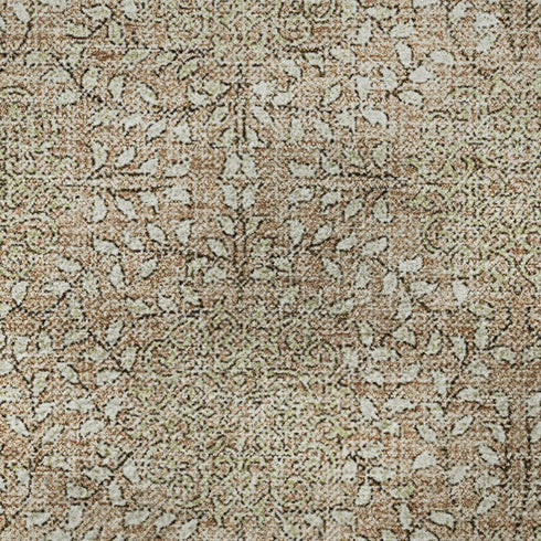 9' X 12' Copper And Beige Damask Washable Area Rug With UV Protection
