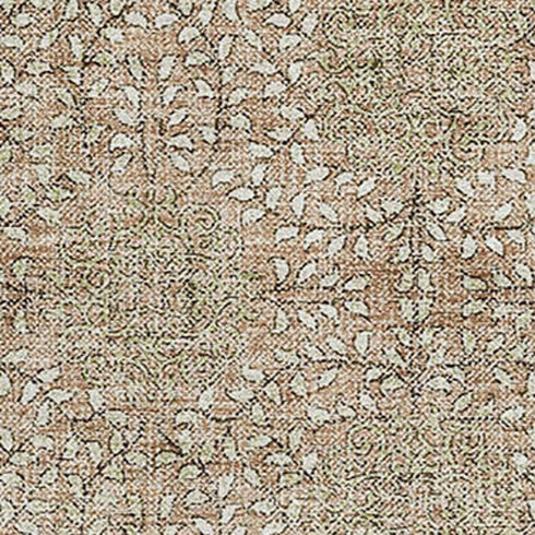 9' X 12' Copper And Beige Damask Washable Area Rug With UV Protection
