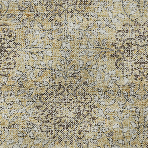 5' X 8' Gold And Taupe Damask Washable Area Rug With UV Protection