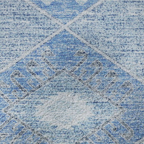 5' X 8' Blue And Gray Geometric Washable Area Rug With UV Protection