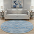 8' Blue And Gray Geometric Washable Round Rug With UV Protection