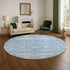 8' Blue And Gray Geometric Washable Round Rug With UV Protection