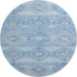 8' Blue And Gray Geometric Washable Round Rug With UV Protection