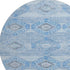 8' Blue And Gray Geometric Washable Round Rug With UV Protection