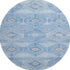 8' Blue And Gray Geometric Washable Round Rug With UV Protection