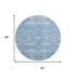 8' Blue And Gray Geometric Washable Round Rug With UV Protection