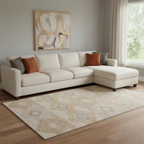 8' X 10' Copper And Gray Geometric Washable Area Rug With UV Protection