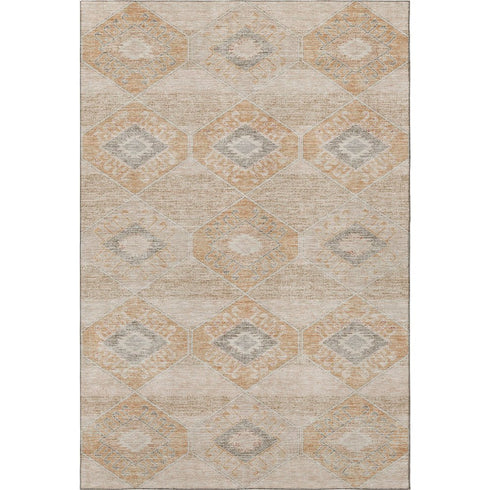 8' X 10' Copper And Gray Geometric Washable Area Rug With UV Protection