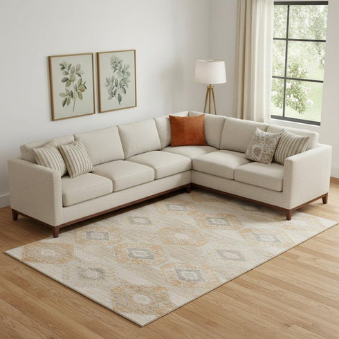 9' X 12' Copper And Gray Geometric Washable Area Rug With UV Protection