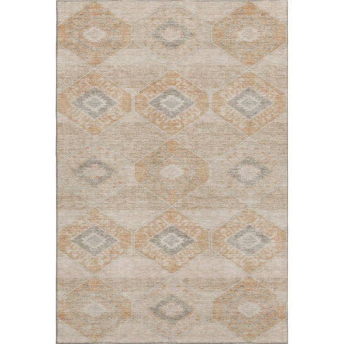9' X 12' Copper And Gray Geometric Washable Area Rug With UV Protection