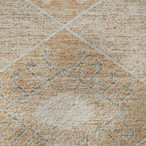 9' X 12' Copper And Gray Geometric Washable Area Rug With UV Protection