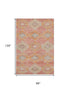 8' X 10' Coral Orange And Beige Geometric Washable Area Rug With UV Protection