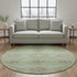 8' Green And Beige Geometric Washable Round Rug With UV Protection